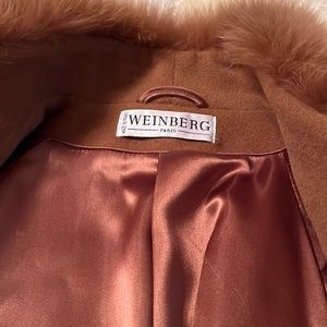 Weinberg Long wool coat with fur trim. Made in France. Genuine fur.